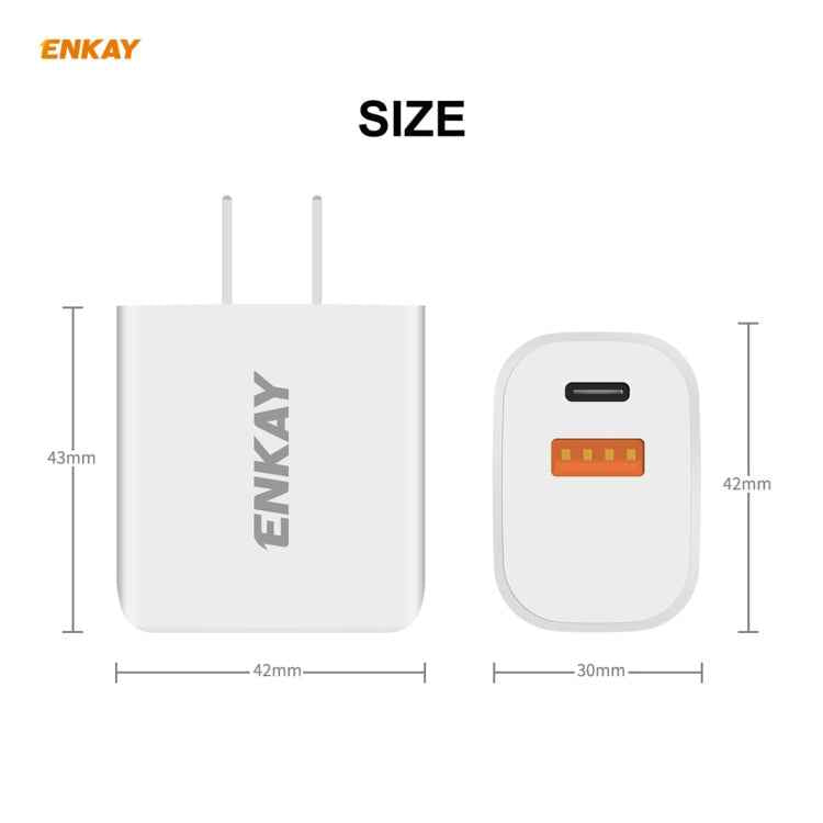 ENKAY Hat-Prince U090 20W PD + QC 3.0 Portable Dual Ports Fast Charging Travel Charger Power Adapter, US Plug