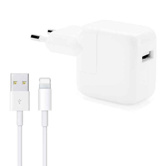 12W USB Charger + USB to 8 Pin Data Cable for iPad / iPhone / iPod Series, EU Plug