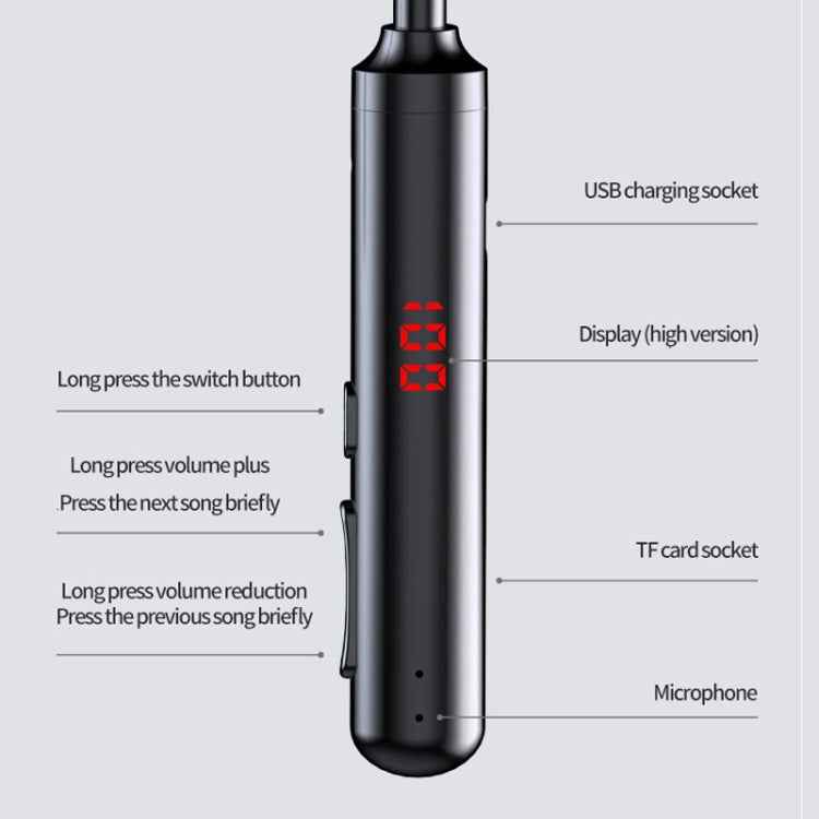960 Neckband Magnetic Stereo Headphone with LED Display Support TF Card