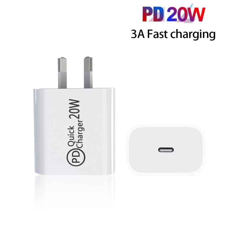AU-20W PD USB-C / Type-C Travel Charger for Mobile Phone, AU Plug