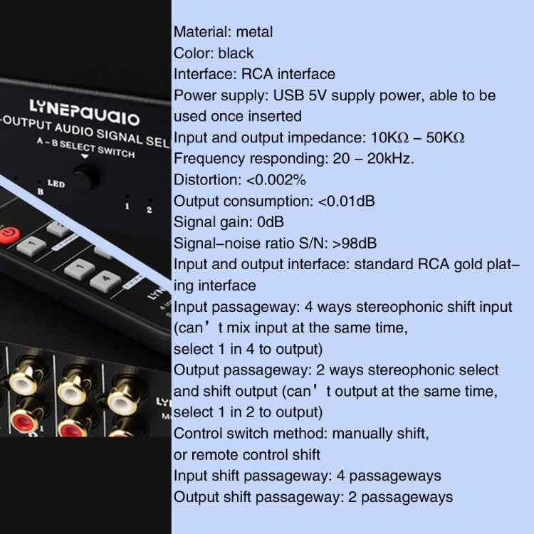 4 In 2 Out / 2 In 4 Out RCA Audio Signal Selector Switch Device with Remote Control