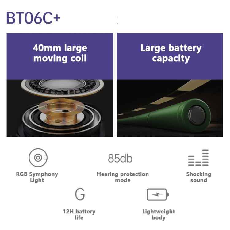 BT06C+ Children Head-mounted Cute Wireless Bluetooth Headset with Microphone & LED Light