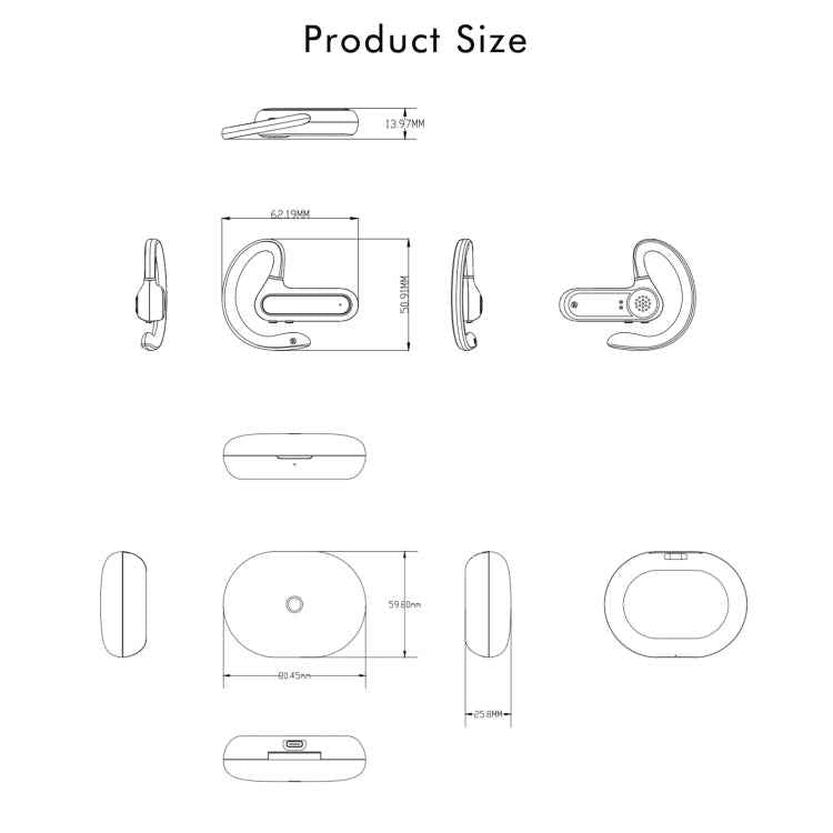 FW5 Non-in-Ear BT5.2 Wireless Sport Bone Conduction TWS Earphones Support Voice Assistant