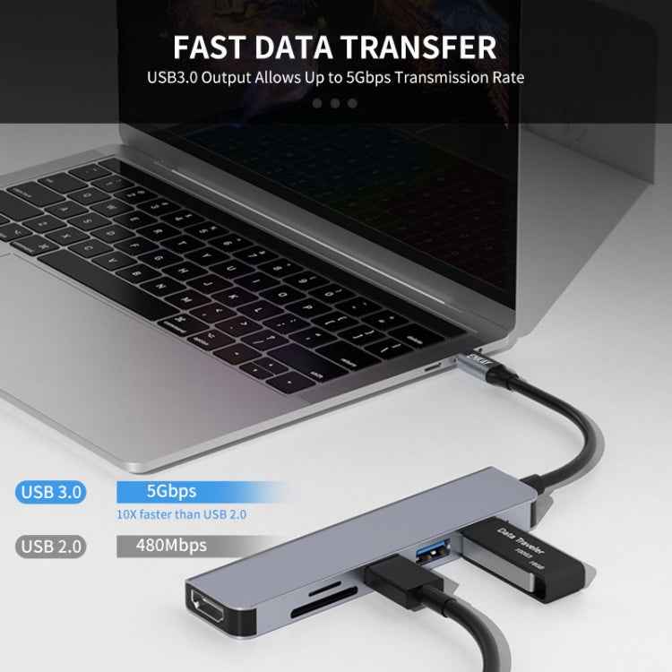 ENKAY Hat-Prince 6 in 1 Type-C to 4K HDMI Docking Station Adapter USB-C Hub SD/TF Card Reader