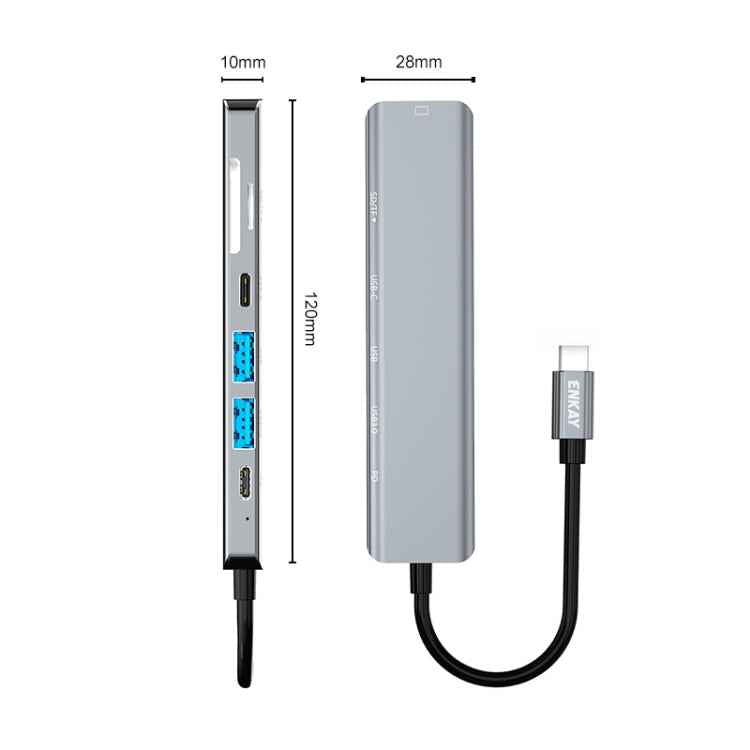 ENKAY Hat-Prince 7 in 1 Type-C to 4K HDMI Docking Station Adapter PD Quick Charge Hub