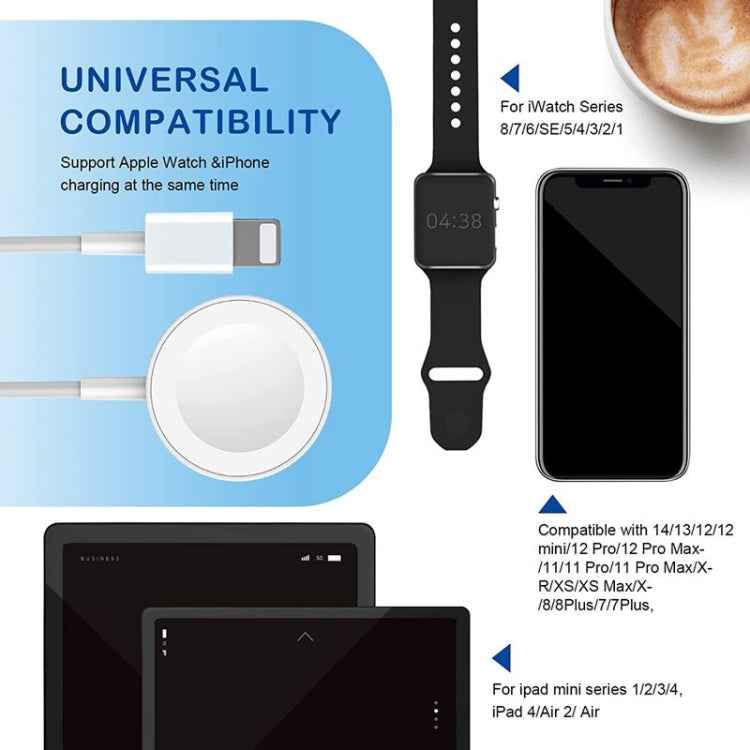 For Apple Watch Series & iPhone 2 in 1 USB Magnetic Charging Cable 1.2m