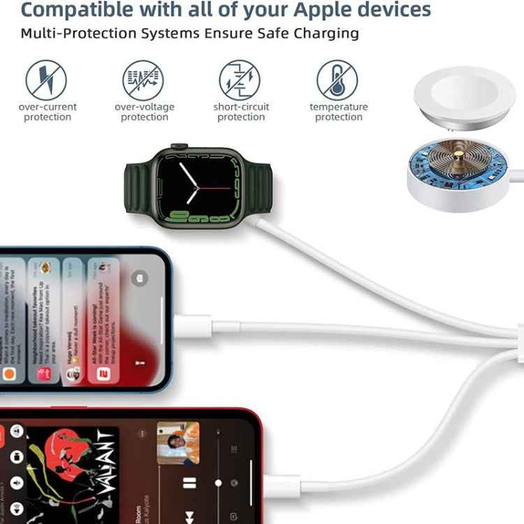 For Apple Watch Series & iPhone 3 in 1 USB Magnetic Charging Cable 4ft/1.2m
