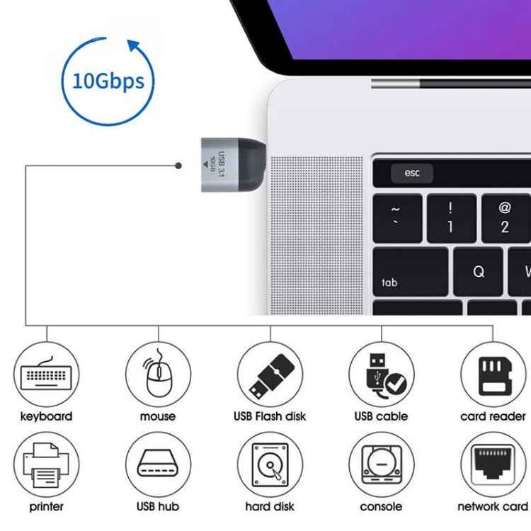 USB 3.0 Type A Female to USB 3.1 Type C Male Host OTG Data 10Gbps Adapter for Laptop & Phone