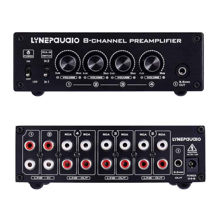 Pre-Amplifier Speaker Distributor, 2 In 8 Out Switcher, Speaker Comparator, Signal Booster, With Volume Control And Earphone 16-600 ohms / Monitor Function 2-Channel Signal Switching Input