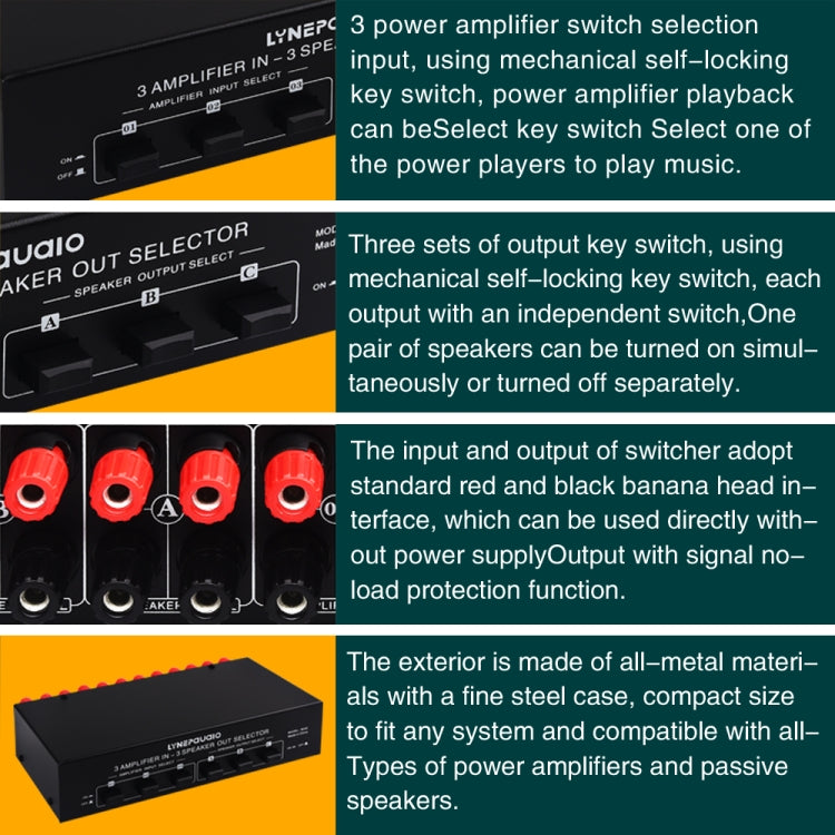 3 Input 3 Output Power Amplifier And Speaker Switcher Speaker Switch Splitter Comparator