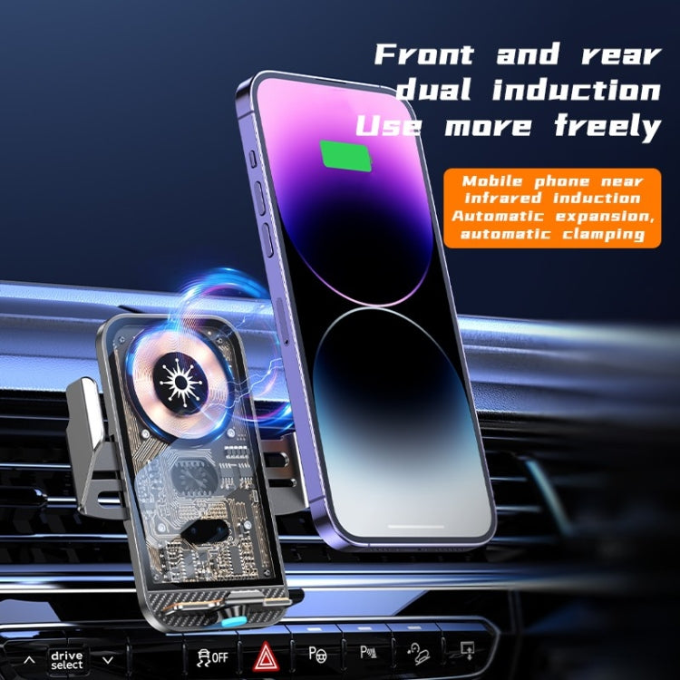 C11 Car 15W Automatically Open Transparent Type-C Wireless Charger Stand