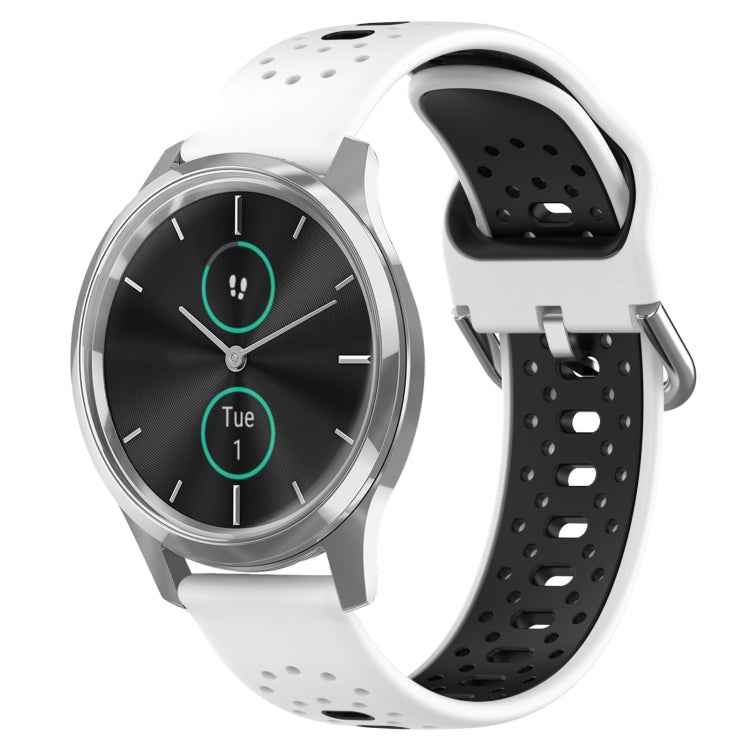20mm Breathable Two-Color Silicone Watch Band, For Garmin Venu SQ, For Garmin VivoMove Style, For Garmin VivoMove Luxe