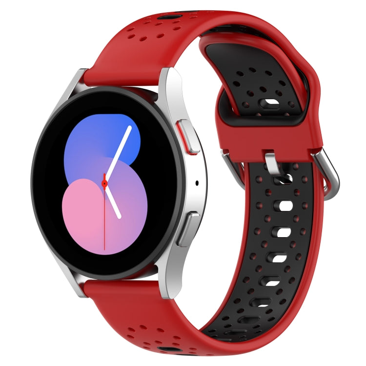 20mm Breathable Two-Color Silicone Watch Band, For Samsung Galaxy Watch 5 Pro 45mm, For Samsung Galaxy Watch 4 44mm, For Samsung Galaxy Watch 4 40mm
