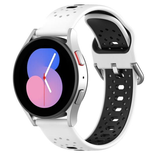 20mm Breathable Two-Color Silicone Watch Band, For Samsung  Galaxy Watch 4 Classic 42mm, For Samsung  Galaxy Watch 4 Classic 46mm, For Samsung Galaxy Watch Active 2 40mm