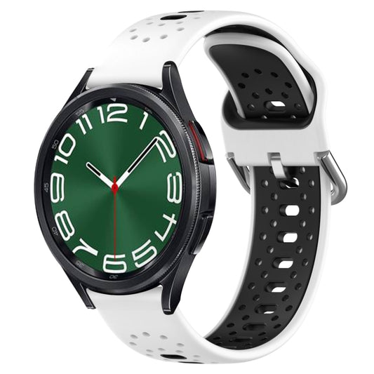 20mm Breathable Two-Color Silicone Watch Band, For Samsung Galaxy Watch 6 Classic 47mm, For Samsung Galaxy Watch 5 44mm, For Samsung Galaxy Watch 5 40mm