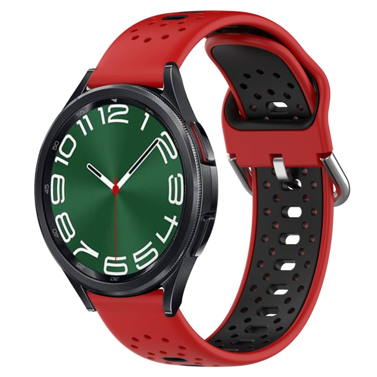20mm Breathable Two-Color Silicone Watch Band, For Samsung Galaxy Watch 6 Classic 47mm, For Samsung Galaxy Watch 5 44mm, For Samsung Galaxy Watch 5 40mm