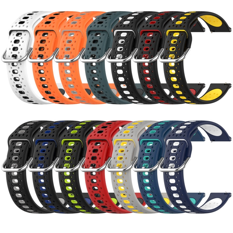 20mm Breathable Two-Color Silicone Watch Band, For Samsung  Galaxy Watch 4 Classic 42mm, For Samsung  Galaxy Watch 4 Classic 46mm, For Samsung Galaxy Watch Active 2 40mm