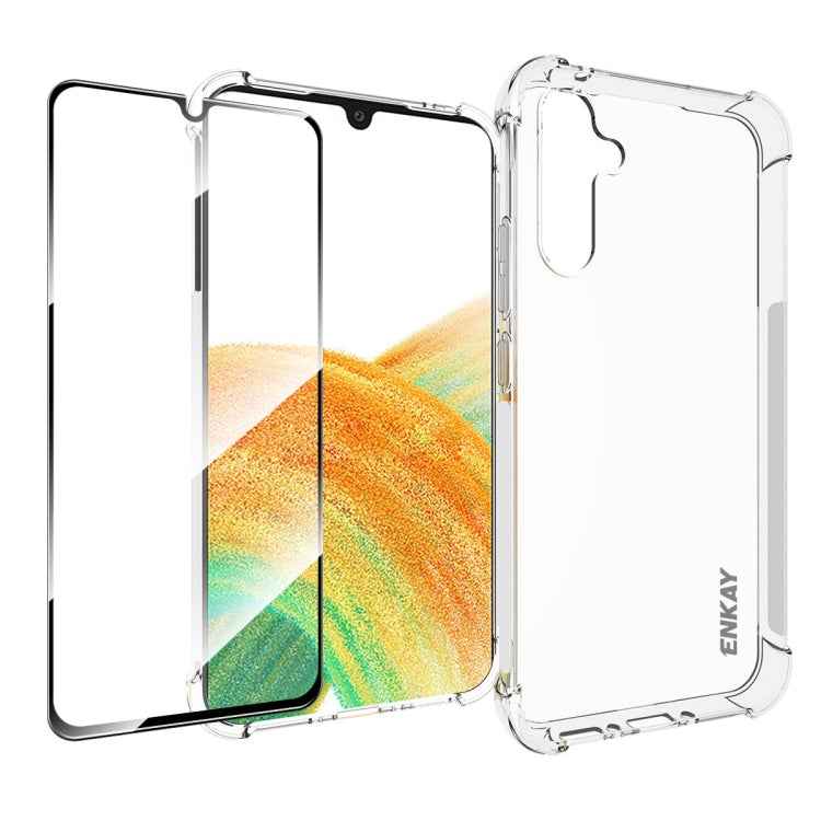 ENKAY Hat-Prince Transparent TPU Shockproof Phone Case with Glass Film, For Samsung Galaxy A24 4G, For Samsung Galaxy M14 5G, For Samsung Galaxy M54 5G, For Samsung Galaxy A34
