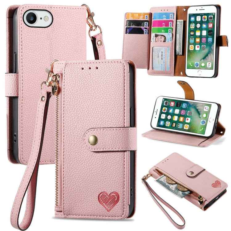 Love Zipper Lanyard Leather Phone Case, For iPhone 6 Plus / 6s Plus, For iPhone 6 / 6s