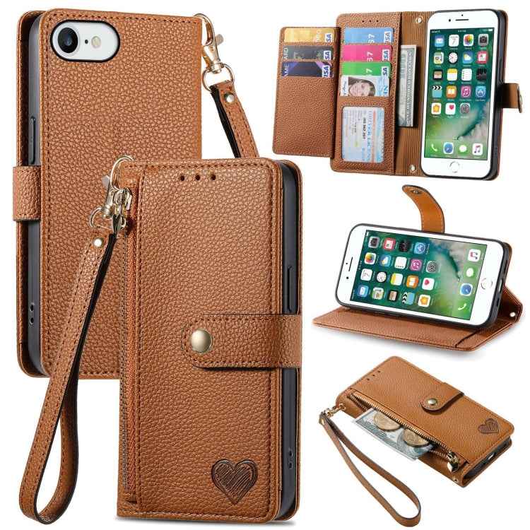 Love Zipper Lanyard Leather Phone Case, For iPhone 6 Plus / 6s Plus, For iPhone 6 / 6s