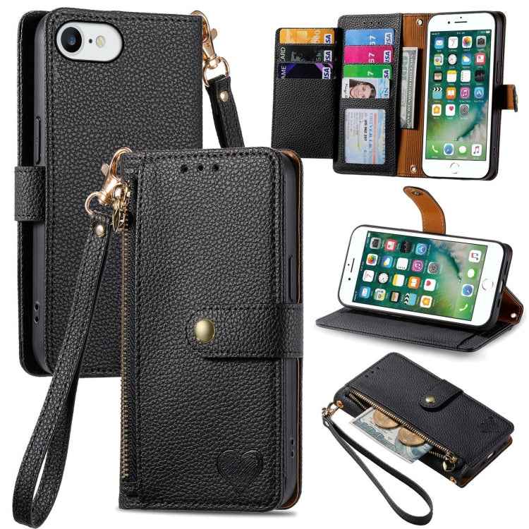 Love Zipper Lanyard Leather Phone Case, For iPhone 6 Plus / 6s Plus, For iPhone 6 / 6s