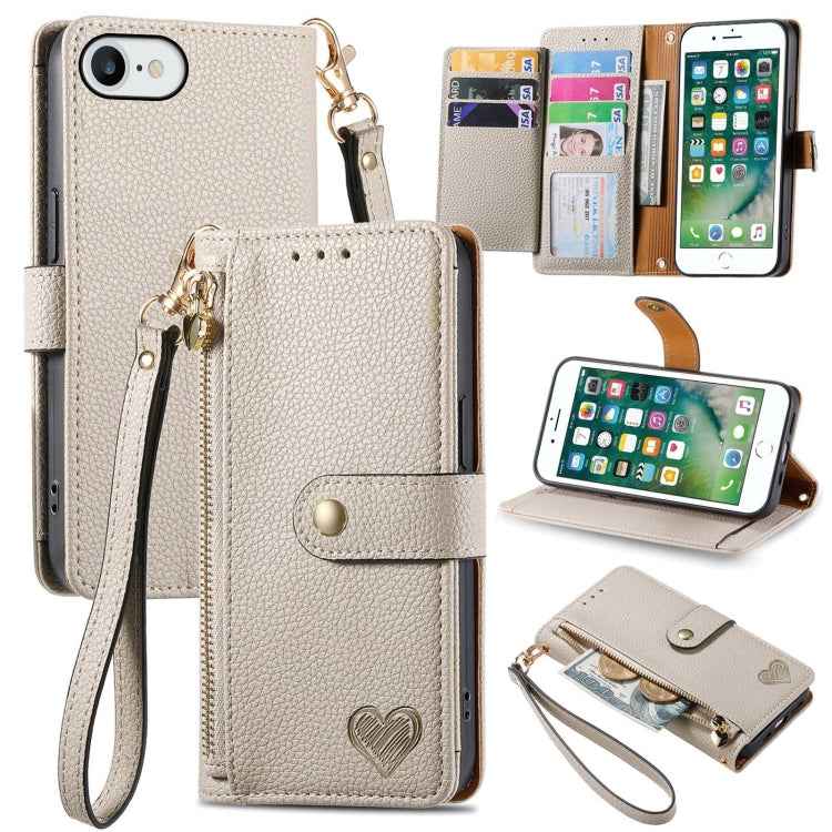Love Zipper Lanyard Leather Phone Case, For iPhone 6 Plus / 6s Plus, For iPhone 6 / 6s