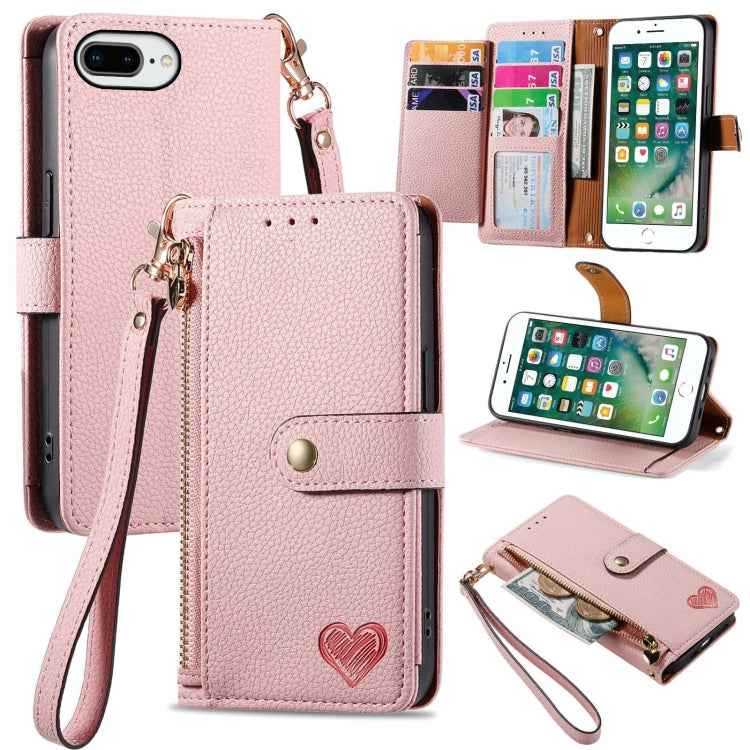 Love Zipper Lanyard Leather Phone Case, For iPhone 6 Plus / 6s Plus, For iPhone 6 / 6s