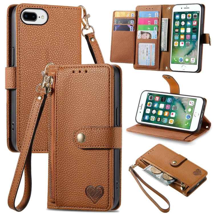 Love Zipper Lanyard Leather Phone Case, For iPhone 6 Plus / 6s Plus, For iPhone 6 / 6s