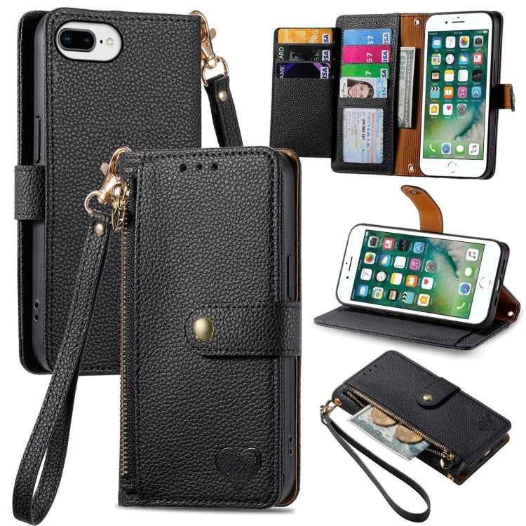 Love Zipper Lanyard Leather Phone Case, For iPhone 6 Plus / 6s Plus, For iPhone 6 / 6s