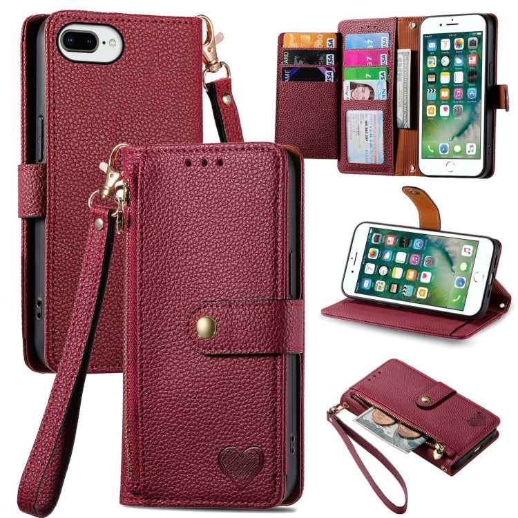 Love Zipper Lanyard Leather Phone Case, For iPhone 6 Plus / 6s Plus, For iPhone 6 / 6s