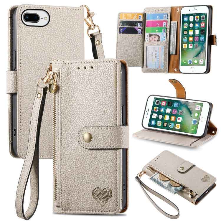 Love Zipper Lanyard Leather Phone Case, For iPhone 6 Plus / 6s Plus, For iPhone 6 / 6s