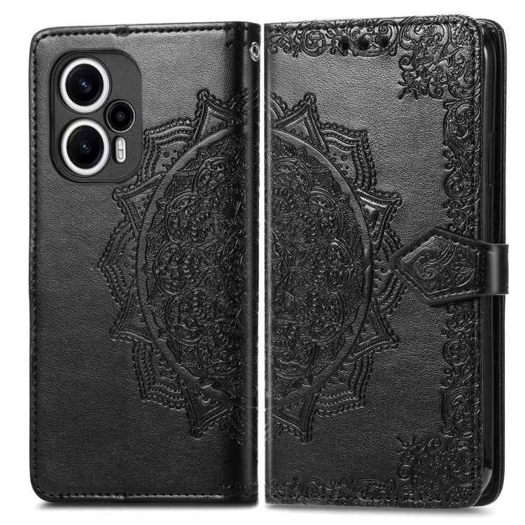 Mandala Flower Embossed Leather Phone Case, For Xiaomi Poco F5
