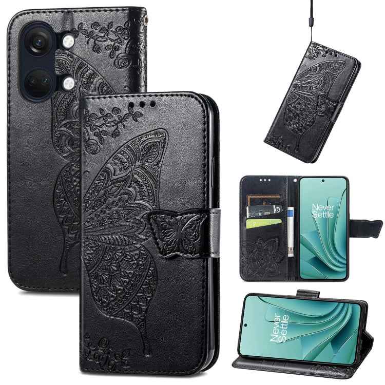 Butterfly Love Flower Embossed Leather Phone Case, For OnePlus Nord 4, For OnePlus Ace 3, For OnePlus 12R, For OnePlus 12, For OnePlus Ace 2V