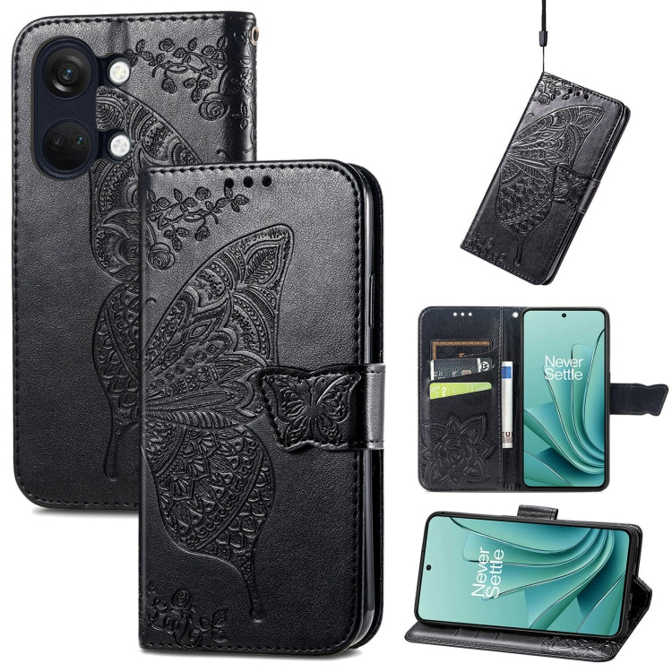 Butterfly Love Flower Embossed Leather Phone Case, For OnePlus 12, For OnePlus Ace 2V