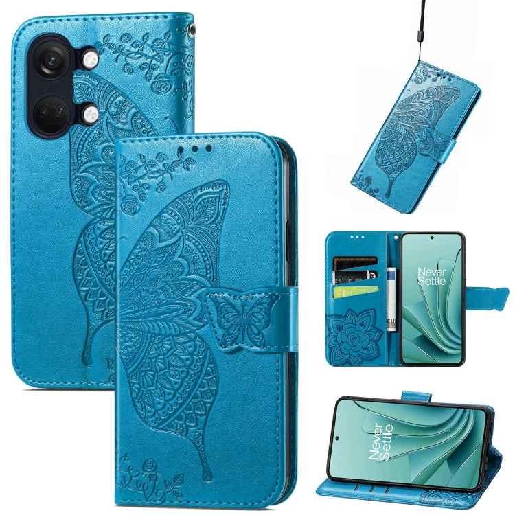 Butterfly Love Flower Embossed Leather Phone Case, For OnePlus Nord 4, For OnePlus Ace 3, For OnePlus 12R, For OnePlus 12, For OnePlus Ace 2V