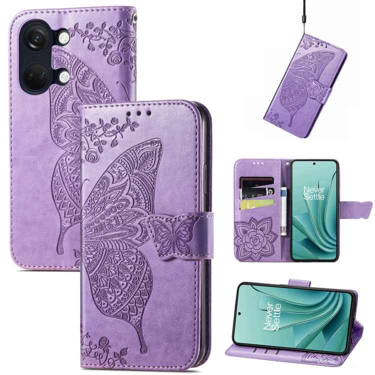 Butterfly Love Flower Embossed Leather Phone Case, For OnePlus Nord 4, For OnePlus Ace 3, For OnePlus 12R, For OnePlus 12, For OnePlus Ace 2V