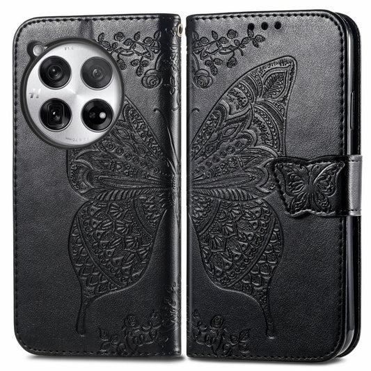 Butterfly Love Flower Embossed Leather Phone Case, For OnePlus 12, For OnePlus Ace 2V