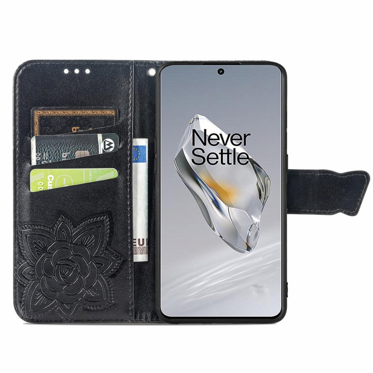 Butterfly Love Flower Embossed Leather Phone Case, For OnePlus 12, For OnePlus Ace 2V