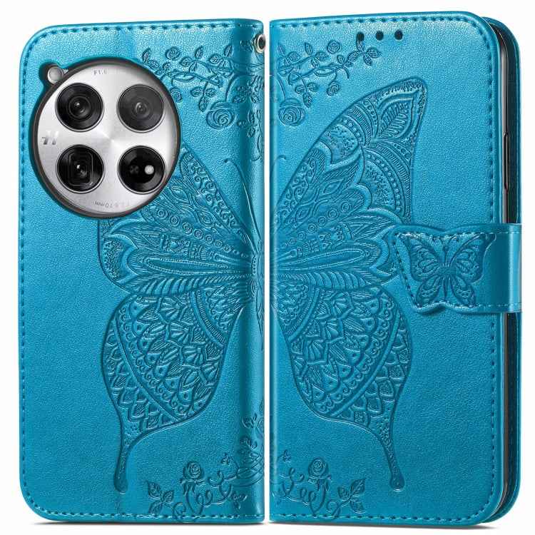 Butterfly Love Flower Embossed Leather Phone Case, For OnePlus Nord 4, For OnePlus Ace 3, For OnePlus 12R, For OnePlus 12, For OnePlus Ace 2V