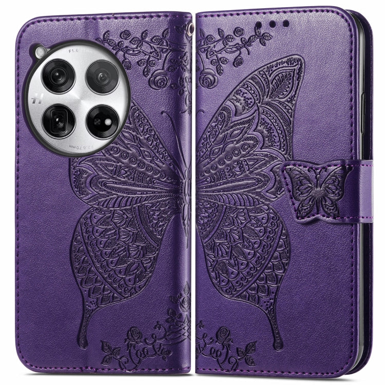Butterfly Love Flower Embossed Leather Phone Case, For OnePlus 12, For OnePlus Ace 2V