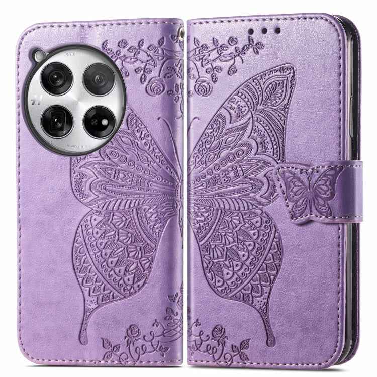 Butterfly Love Flower Embossed Leather Phone Case, For OnePlus Nord 4, For OnePlus Ace 3, For OnePlus 12R, For OnePlus 12, For OnePlus Ace 2V
