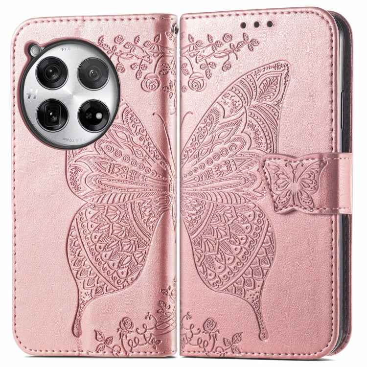 Butterfly Love Flower Embossed Leather Phone Case, For OnePlus Nord 4, For OnePlus Ace 3, For OnePlus 12R, For OnePlus 12, For OnePlus Ace 2V