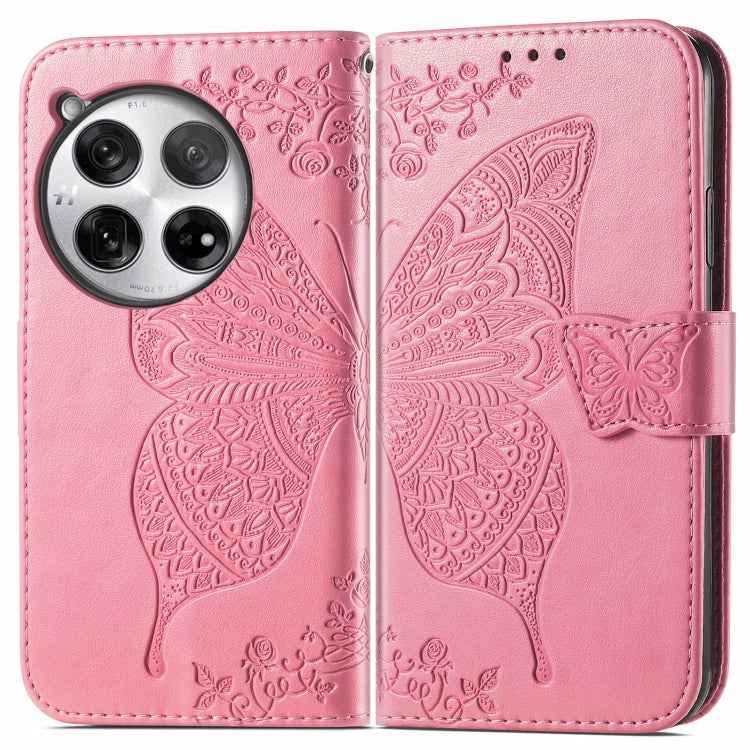 Butterfly Love Flower Embossed Leather Phone Case, For OnePlus Nord 4, For OnePlus Ace 3, For OnePlus 12R, For OnePlus 12, For OnePlus Ace 2V