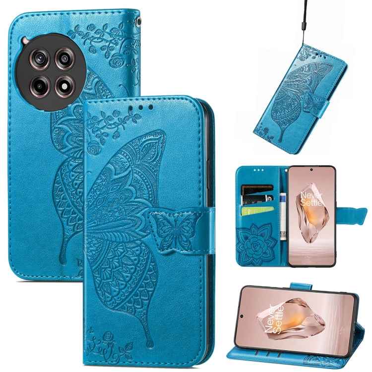 Butterfly Love Flower Embossed Leather Phone Case, For OnePlus Nord 4, For OnePlus Ace 3, For OnePlus 12R, For OnePlus 12, For OnePlus Ace 2V
