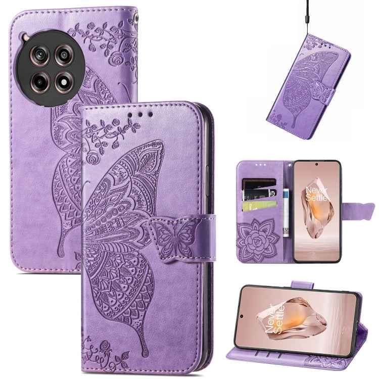 Butterfly Love Flower Embossed Leather Phone Case, For OnePlus Nord 4, For OnePlus Ace 3, For OnePlus 12R, For OnePlus 12, For OnePlus Ace 2V