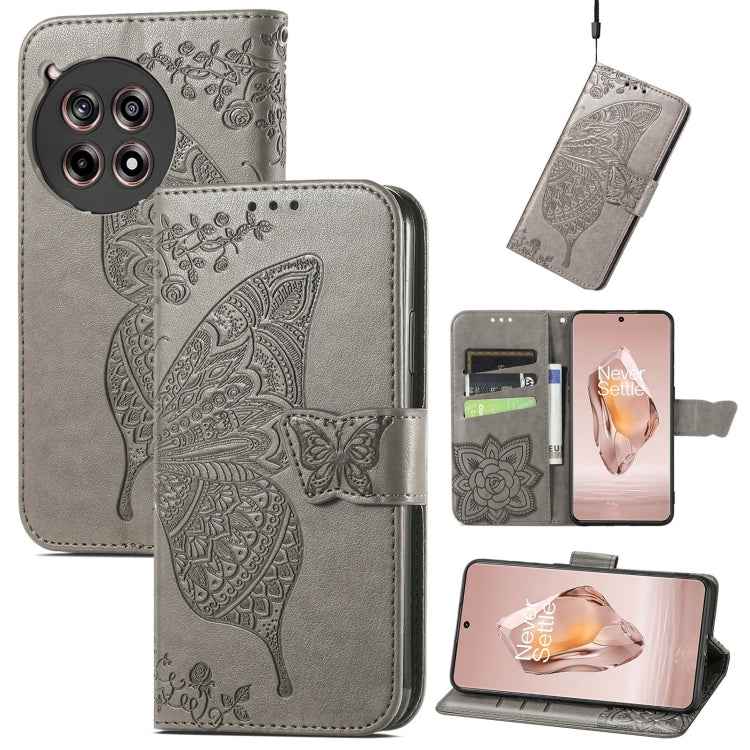 Butterfly Love Flower Embossed Leather Phone Case, For OnePlus Nord 4, For OnePlus Ace 3, For OnePlus 12R, For OnePlus 12, For OnePlus Ace 2V