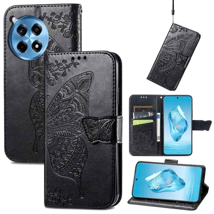 Butterfly Love Flower Embossed Leather Phone Case, For OnePlus Nord 4, For OnePlus Ace 3, For OnePlus 12R, For OnePlus 12, For OnePlus Ace 2V