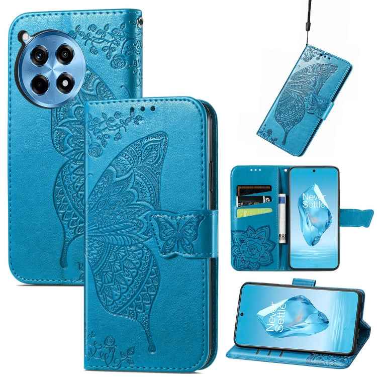 Butterfly Love Flower Embossed Leather Phone Case, For OnePlus Nord 4, For OnePlus Ace 3, For OnePlus 12R, For OnePlus 12, For OnePlus Ace 2V
