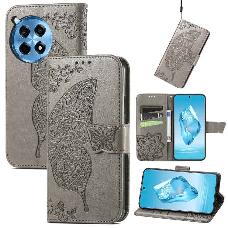 Butterfly Love Flower Embossed Leather Phone Case, For OnePlus Nord 4, For OnePlus Ace 3, For OnePlus 12R, For OnePlus 12, For OnePlus Ace 2V