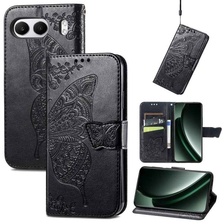 Butterfly Love Flower Embossed Leather Phone Case, For OnePlus Nord 4, For OnePlus Ace 3, For OnePlus 12R, For OnePlus 12, For OnePlus Ace 2V